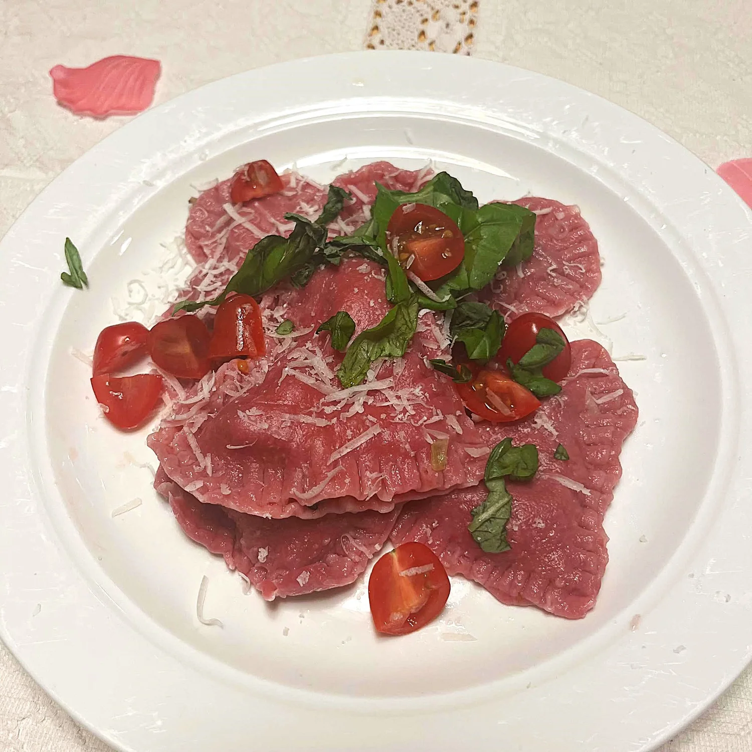 Pink Raviolli Pink Heart Shaped Ravioli — Masquerade Dinner