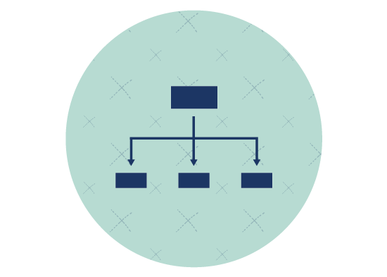 Icon showing flow chart