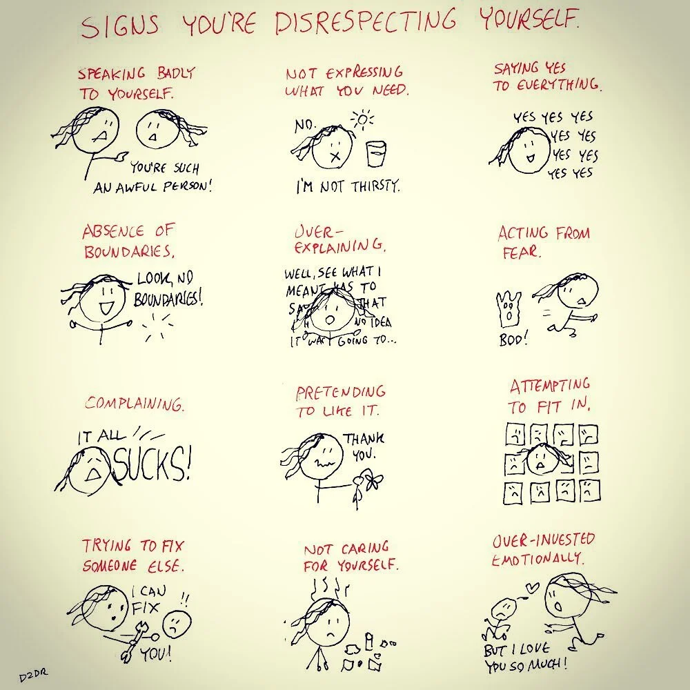 Sketch for @dushkaamateur &lsquo;s post on how to know if you&rsquo;re disrespecting yourself.