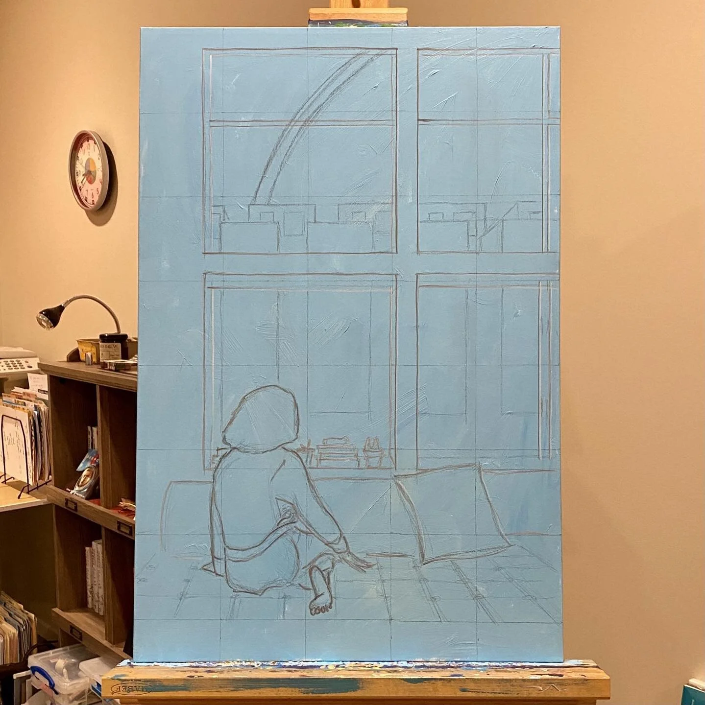 Starting a new painting. &ldquo;Christmas call from dad&rdquo;