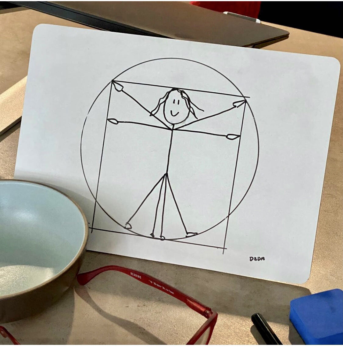 I traced the bowl to draw the Vitruvian circle. (The original cover drawing for #dushkazapata &lsquo;s new book.)