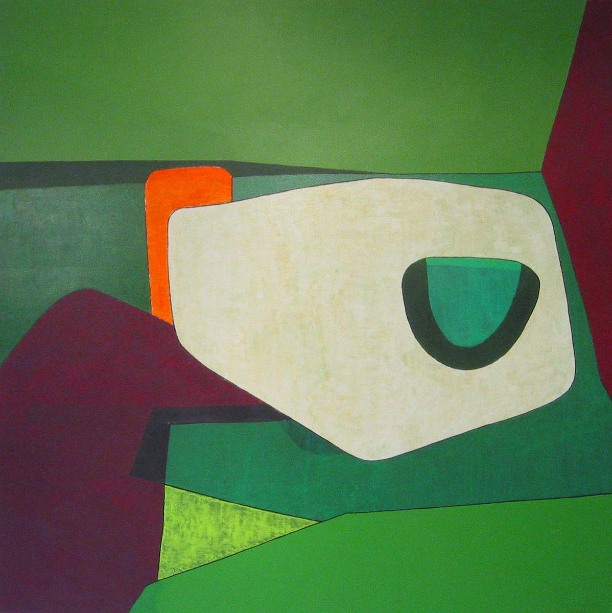 Shape In The Green 1975 acrylic on canvas 49 x 49 inches