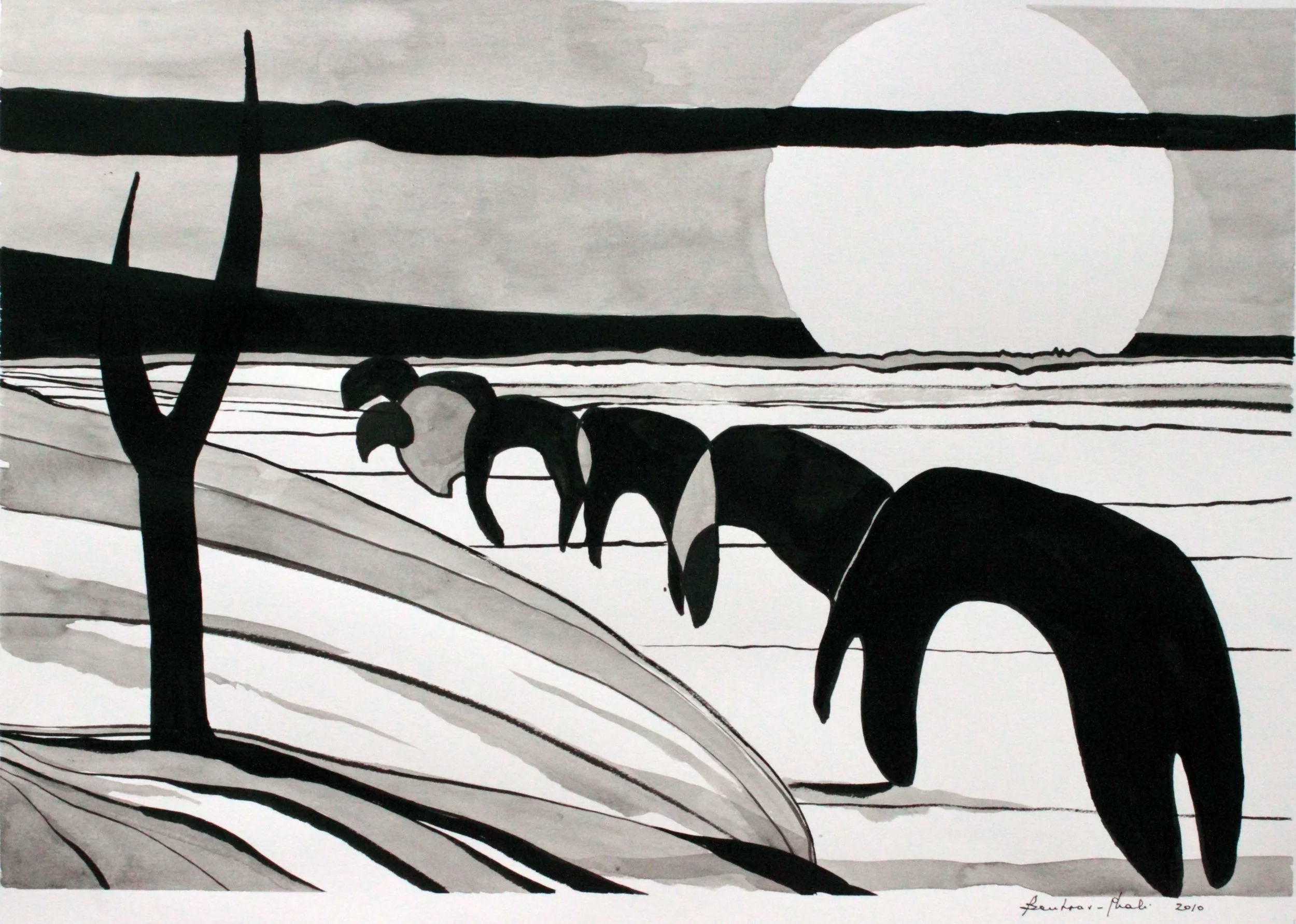 Untitled 2010 china ink on paper 14.5 x 20.5 inches