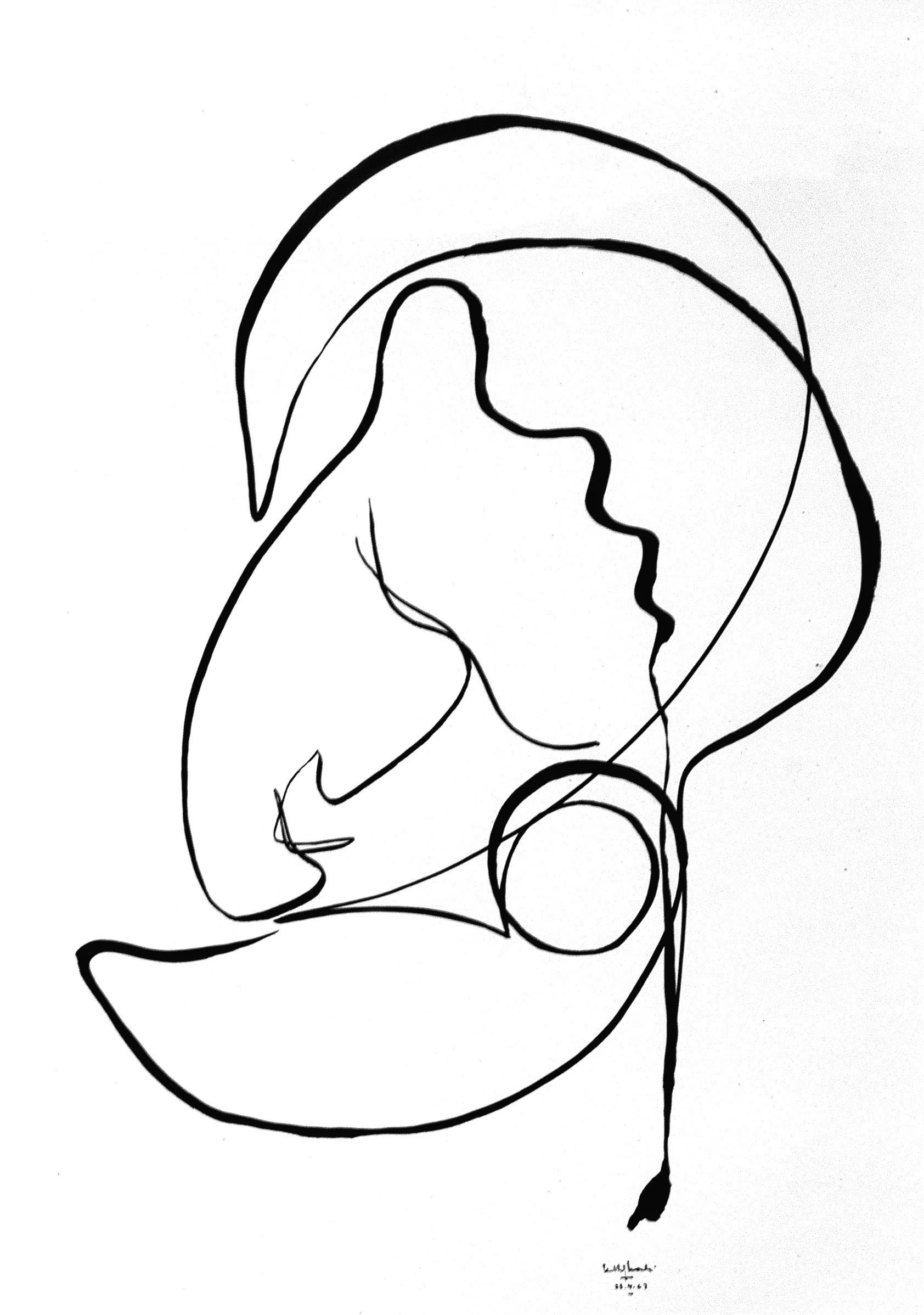    Mother and Child   1967 pen, ink and water colour on paper 28 x 20 inches 