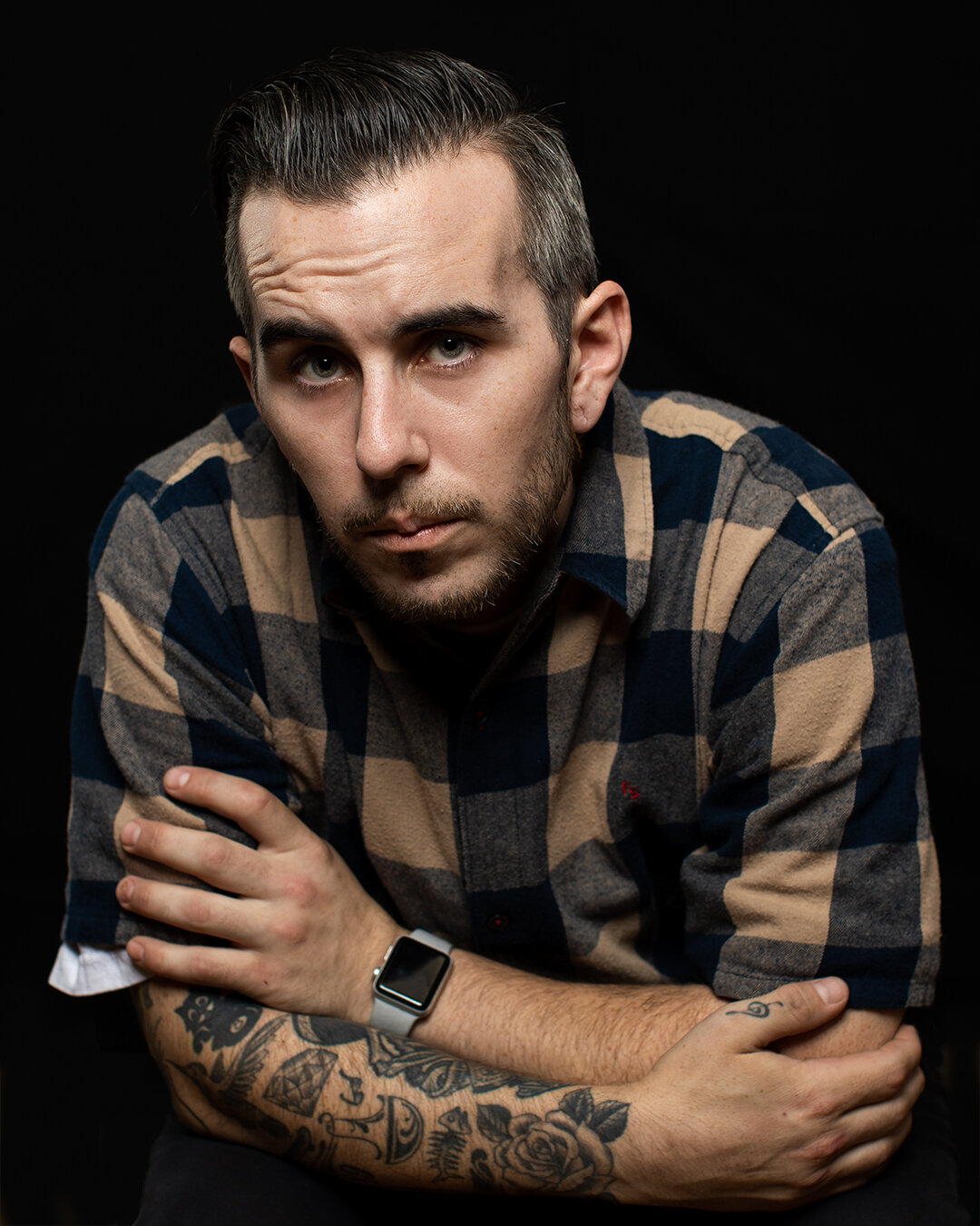 Professional headshot of young, tattooed actor in San Francisco | Brian Klemm