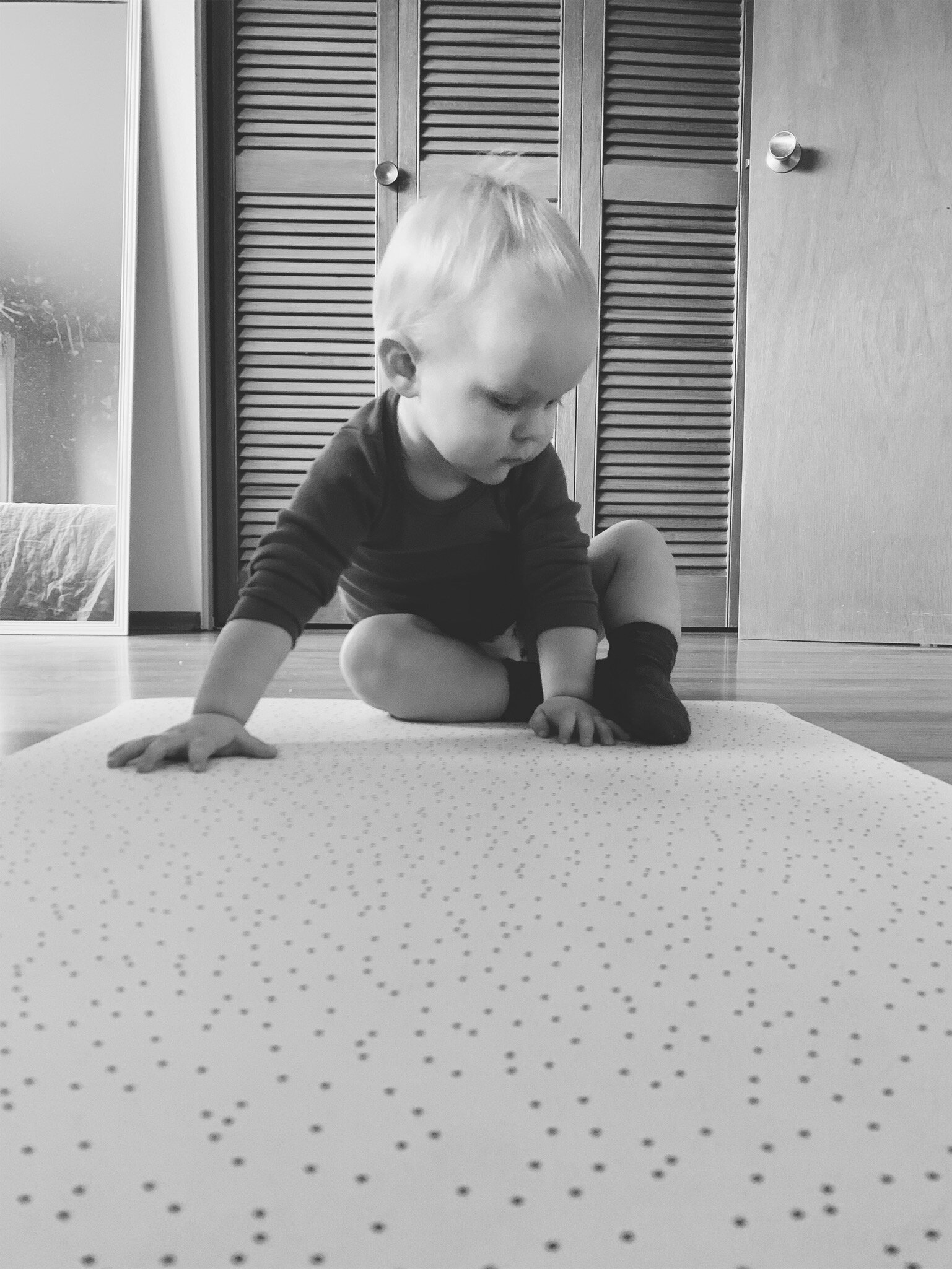Learning to stretch with Mama, usually to “up down touch the ground” WtP