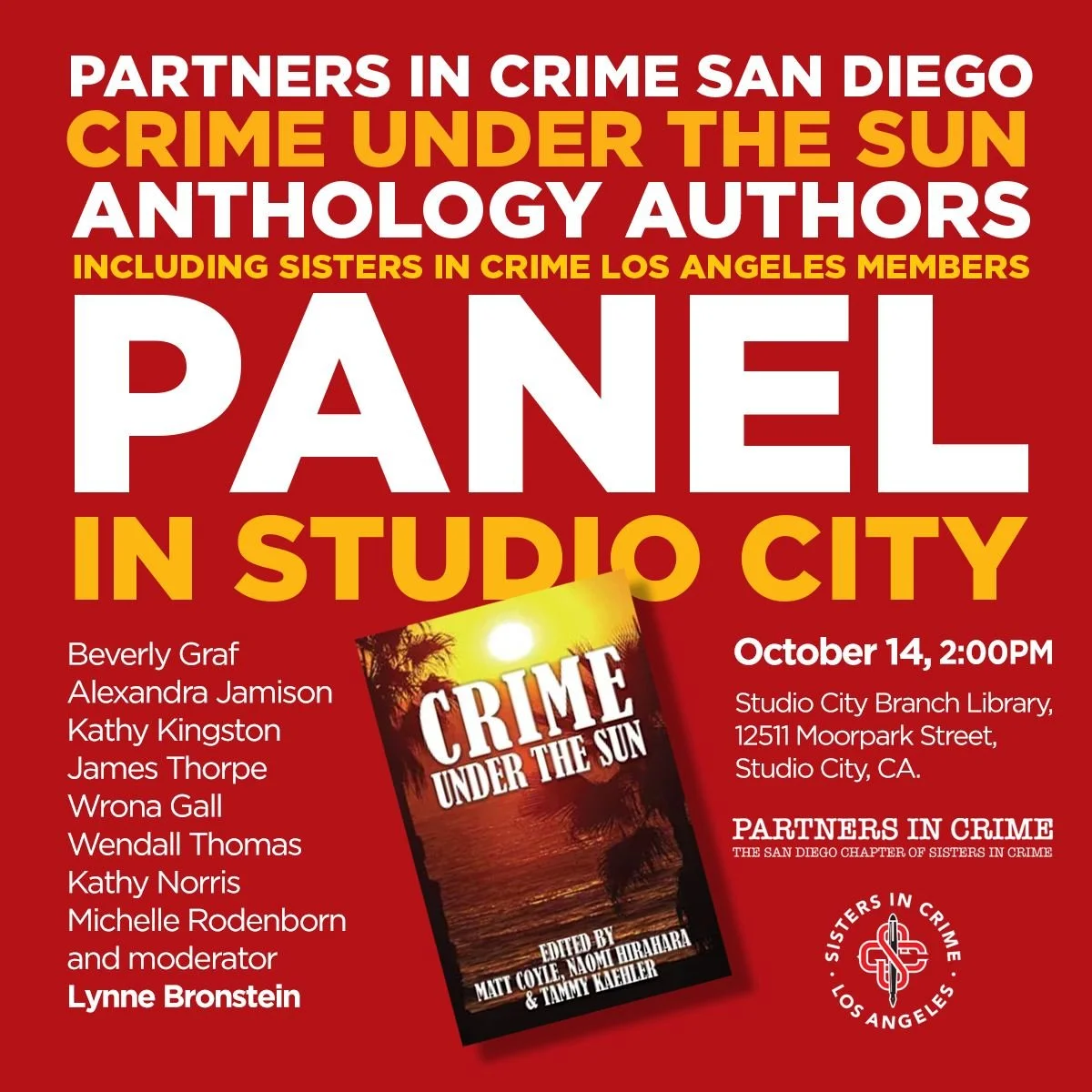 I'll be appearing at the STUDIO CITY LIBRARY from 2-3pm on OCT. 14th