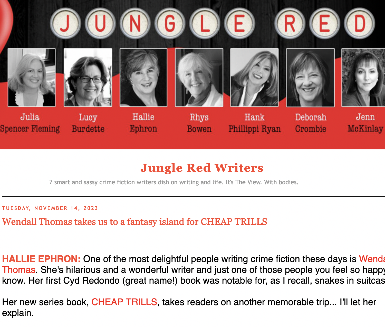 It never feels like a book is real until I get to talk about it at JUNGLE RED WRITERS...