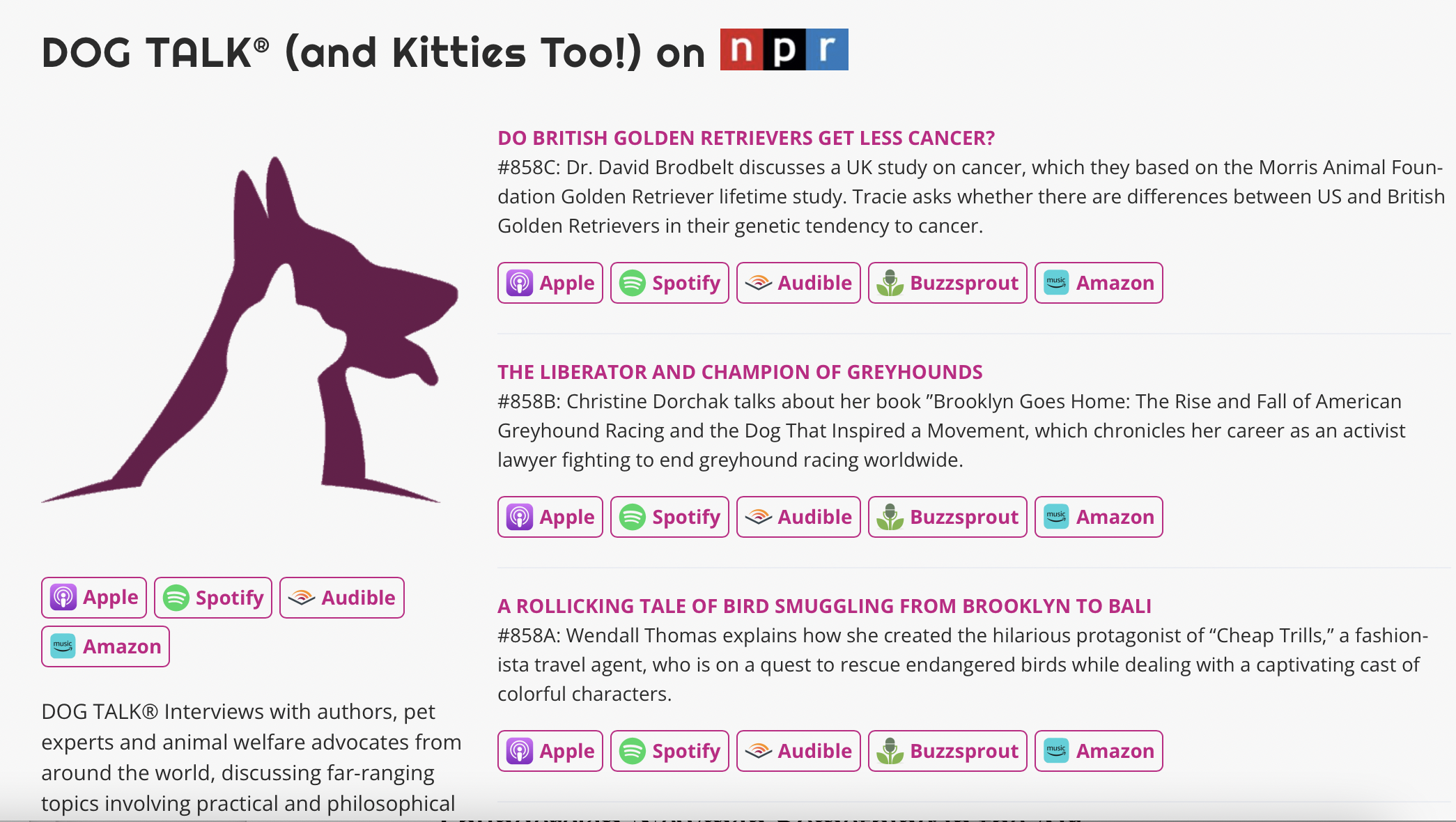 Loved appearing on NPR's "DOG TALK" to chat about CHEAP TRILLS and all things endangered.