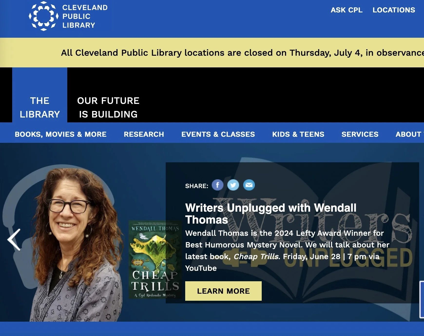Had a great time with Jen Jumba on the Cleveland Public Library's WRITERS UNPLUGGED series.. . .