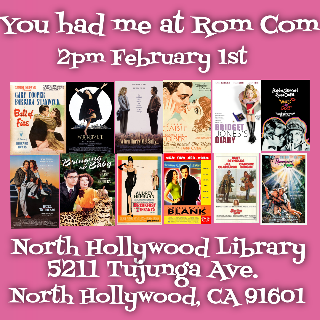 Thrilled to be exploring 70 years of Romantic Comedy "meets" on Saturday the 1st for the Los Angeles Public Library