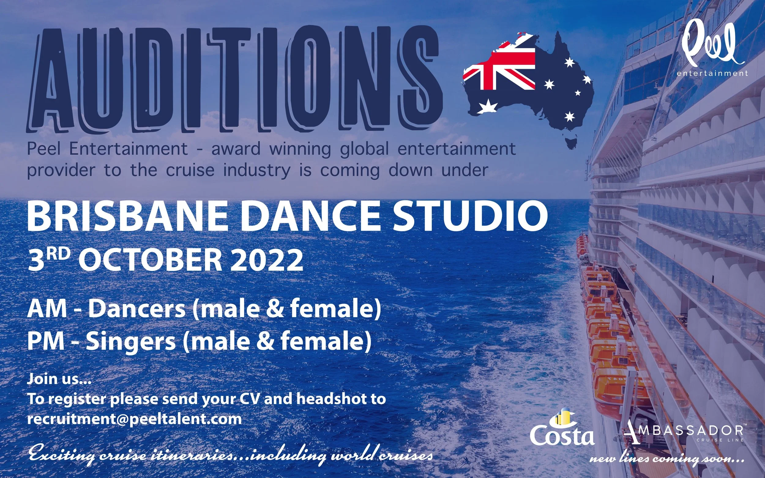 Costa &amp; Ambassador Cruise Lines - Dancer &amp; Singer Auditions