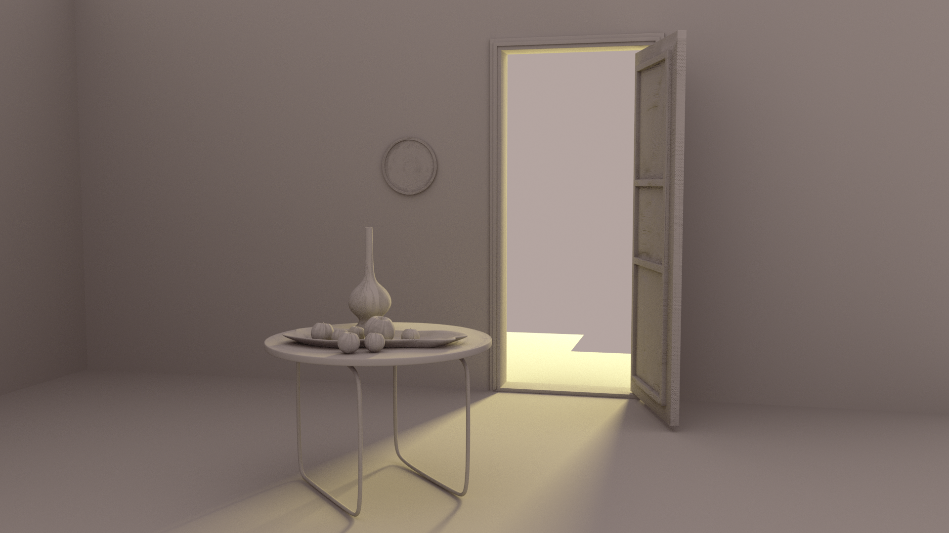 Red Interior, Still Life on a Blue Table.