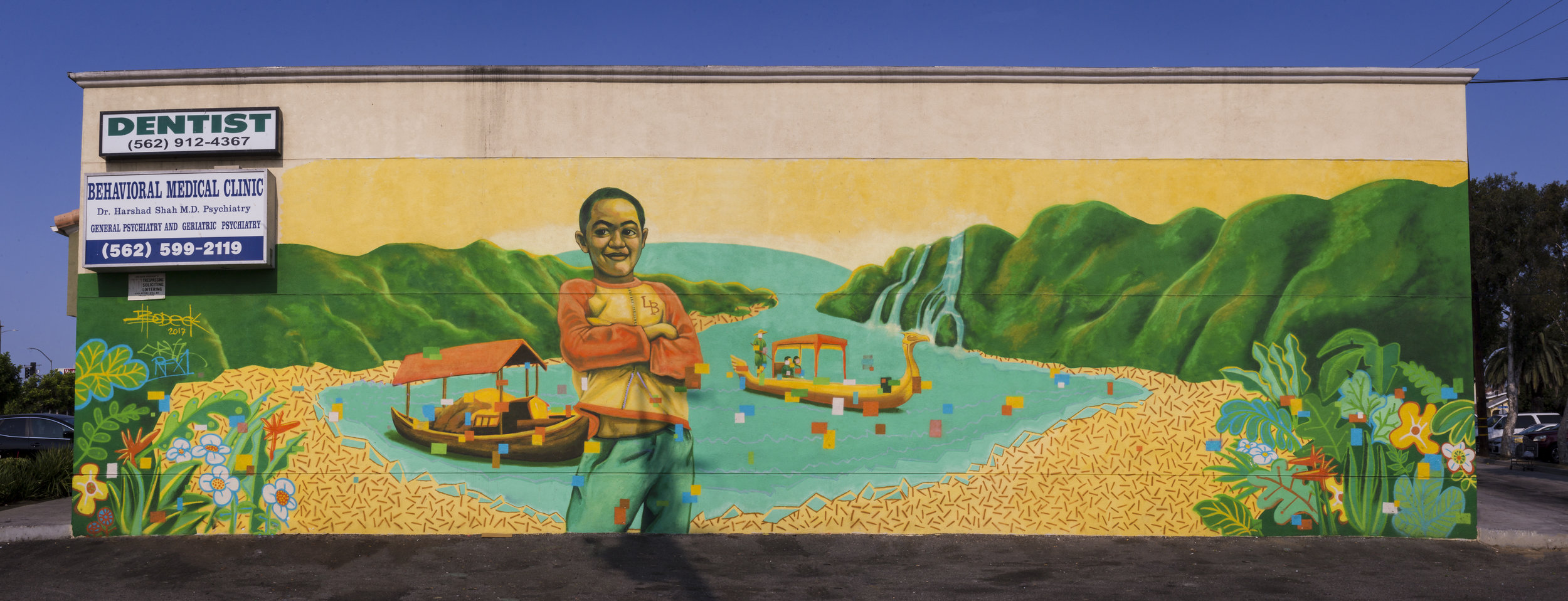 "Golden Boy" Cambodia Town Mural Project 2017