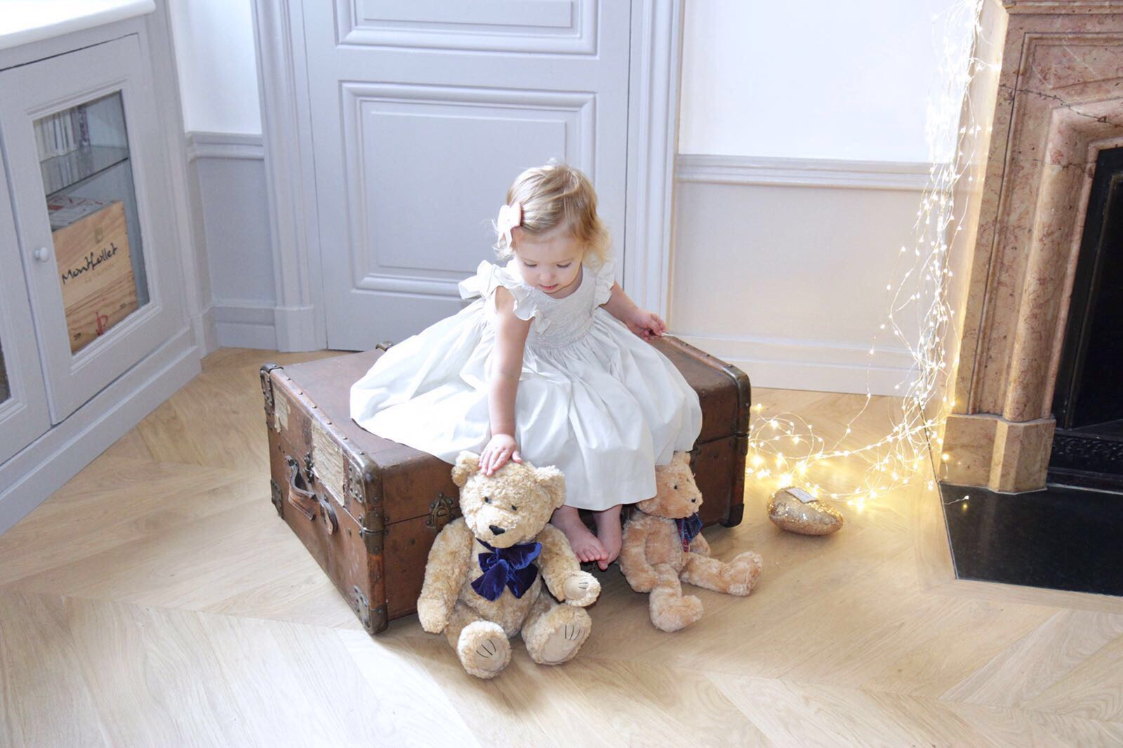 Handmade beige Netti smocked dress