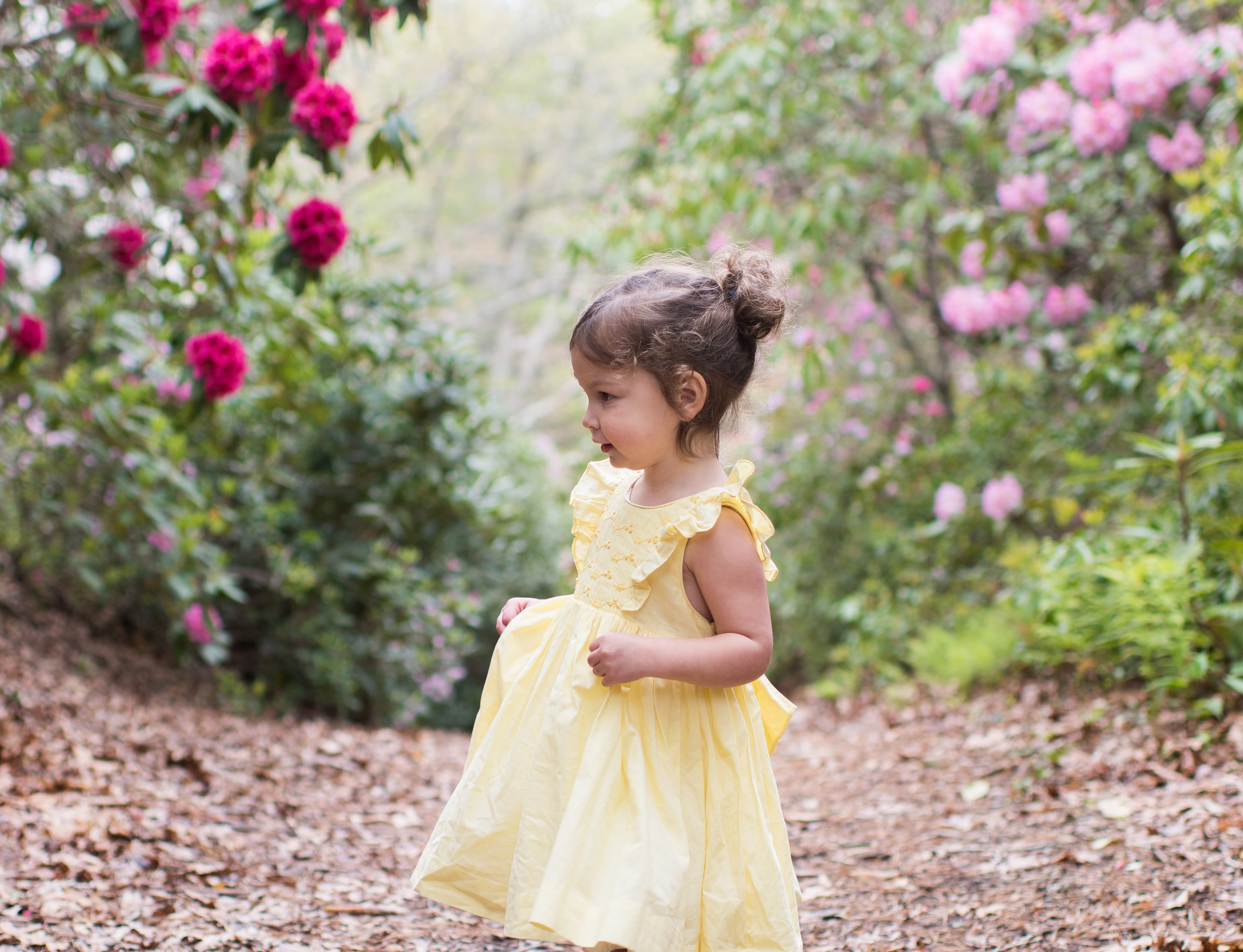 Handmade yellow Netti smocked dress