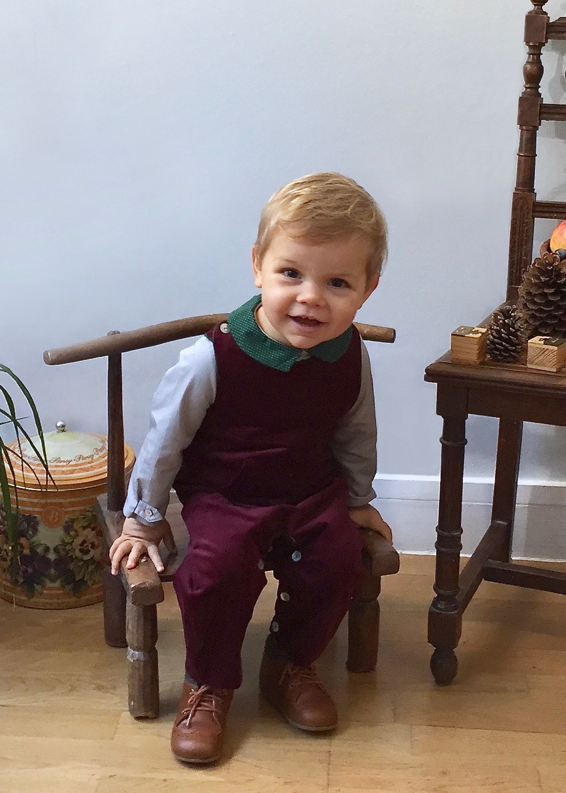 Baby boy velvet dungaree