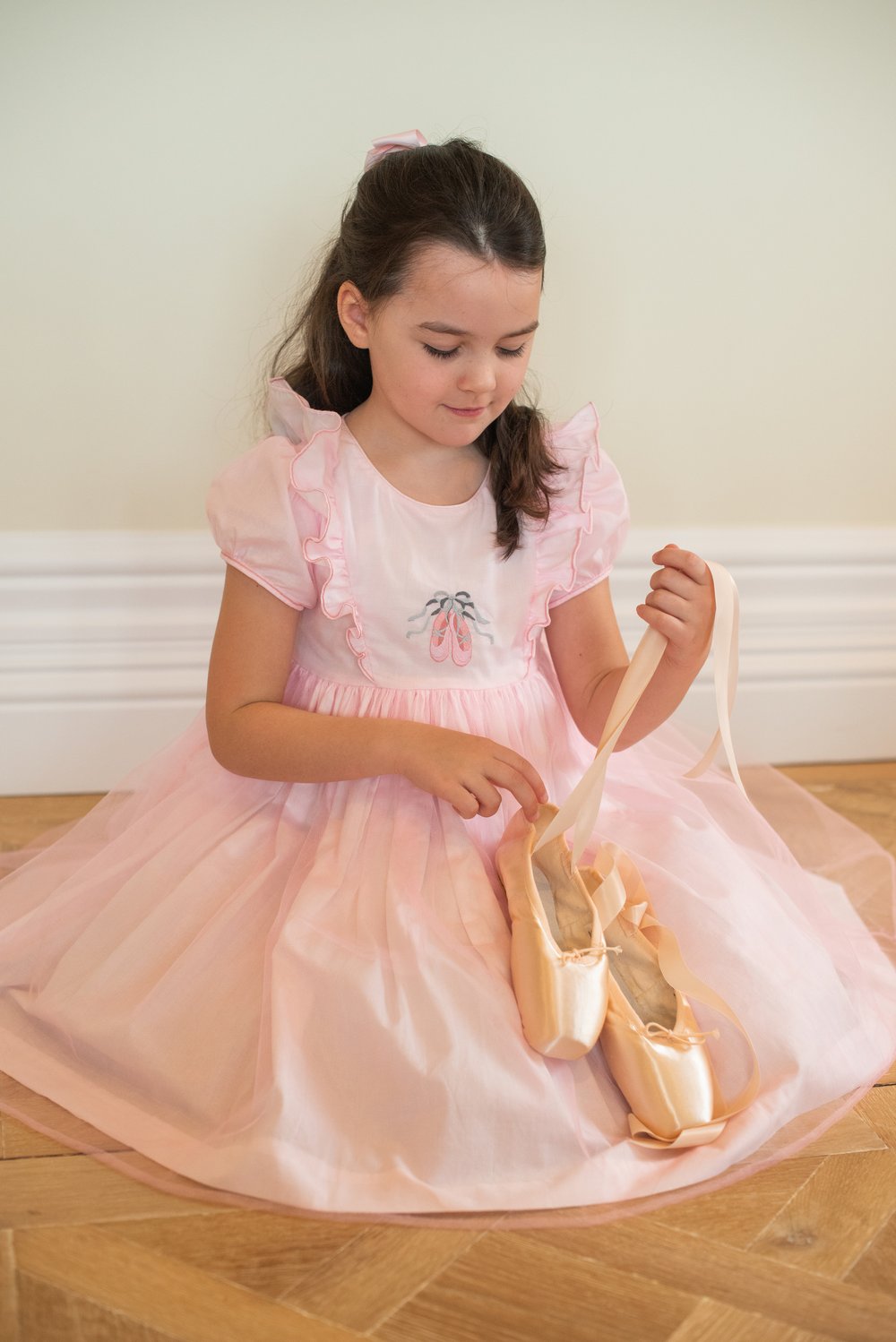  Handmade ballet themed ballerina pink party dress Paris boutique for kids 