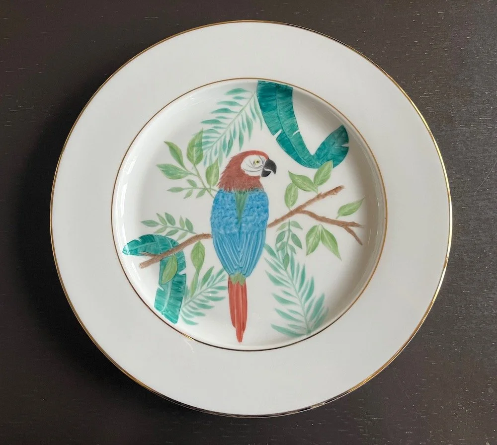 Exotic bird handmade porcelain