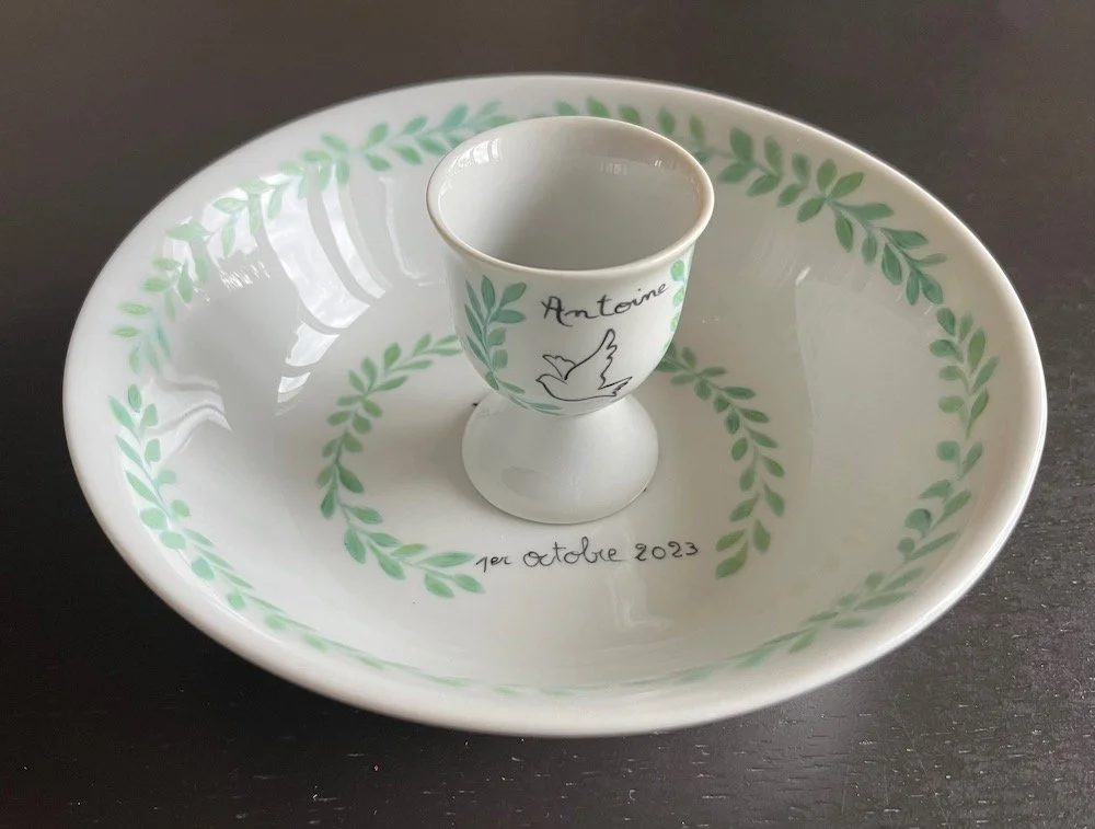 Christening baptism porcelain custom made gift paris