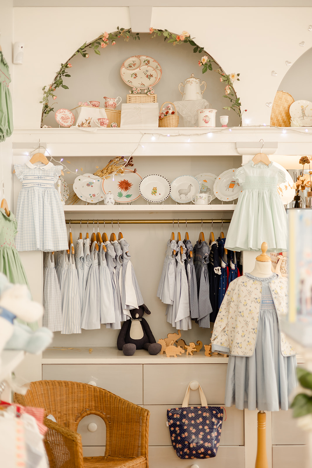 Intimate shopping experience featuring one-of-a-kind limited edition children's dresses