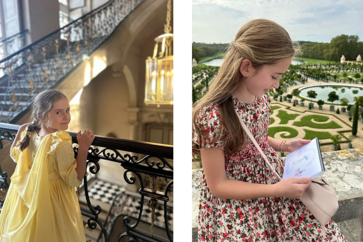 Elegant children's occasion dress for a summer evening in Versailles.