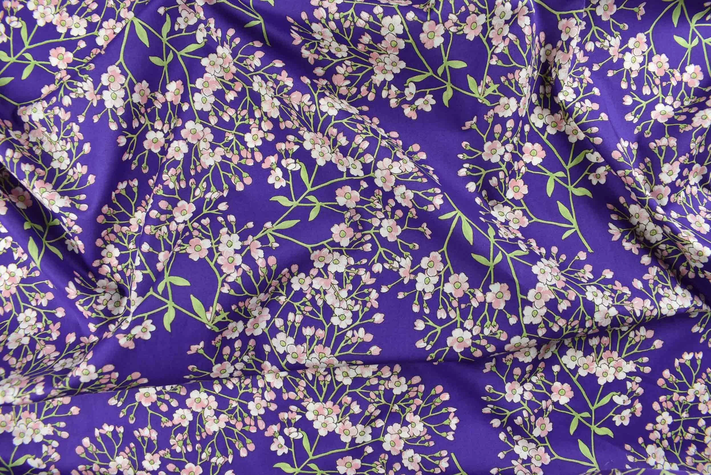 storrs london dress fabric floraison - purple