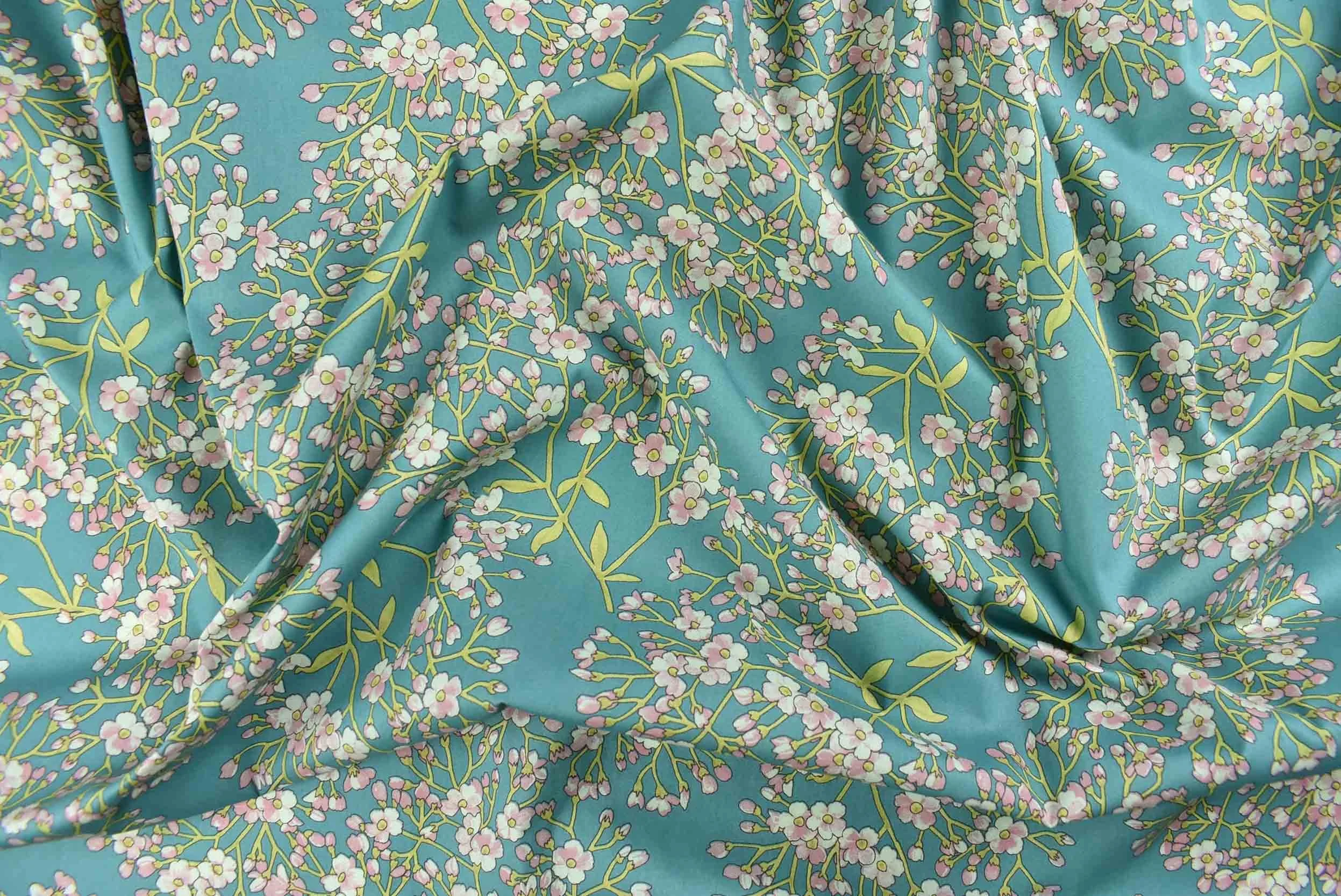 storrs london dress fabric floraison teal