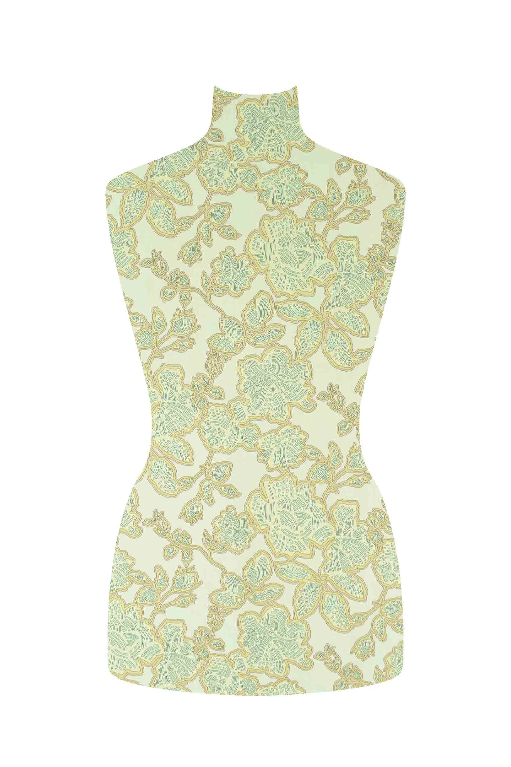 storrs london dress fabric phoebe aqua and gold