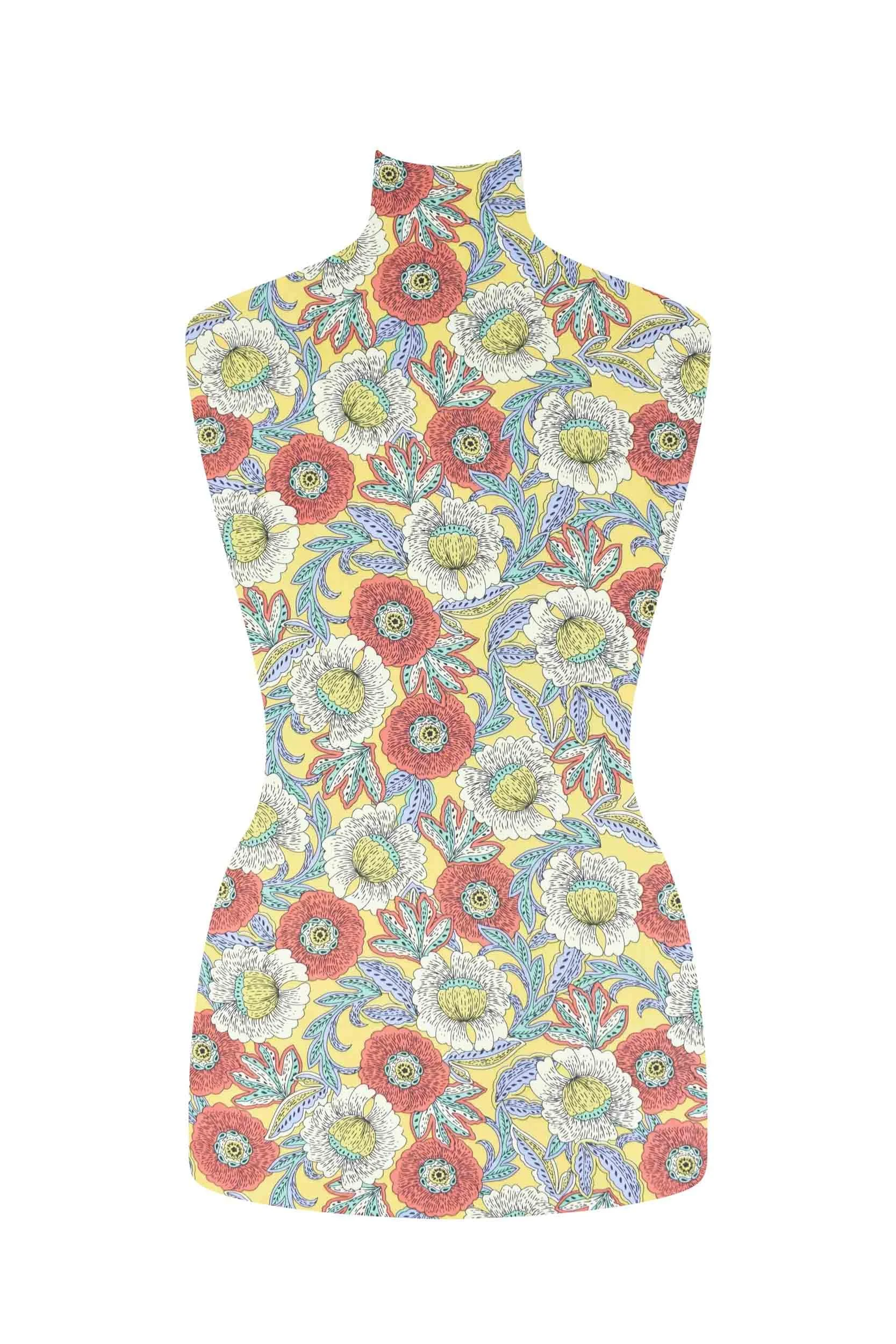 storrs london dress fabric hippolyta gold and red