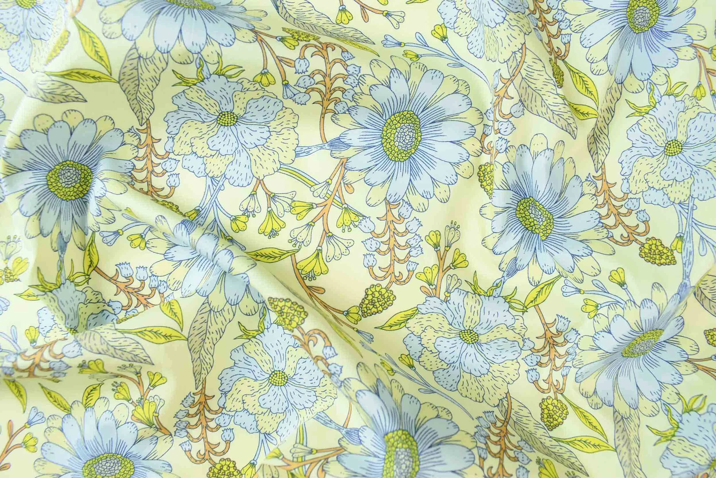 storrs london dress fabric tregenna blue and lemon