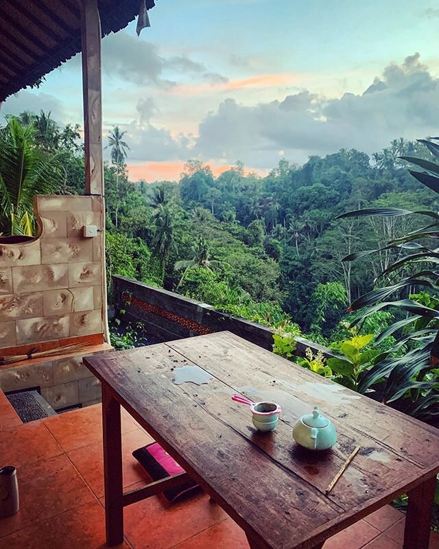 pu&rsquo;er atardecer 🍵🌱✨
.
#bali #tea #ubud #jungle #sunset #puer #teaparty #asianadventure