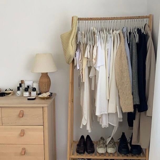 Trying my very hardest to create a capsule wardrobe! Must admit it is definitely not always this tidy, but having less clutter in that area of my life does make it a lot easier to get dressed everyday (what you can&rsquo;t see is my ever-growing coll