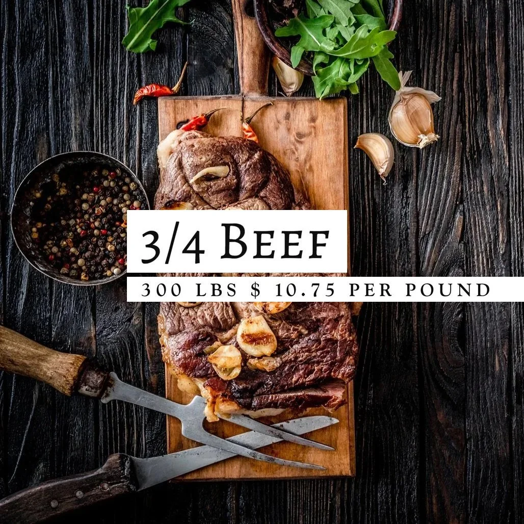 3/4 Angus Beef 300 Pounds $10.75 per pound