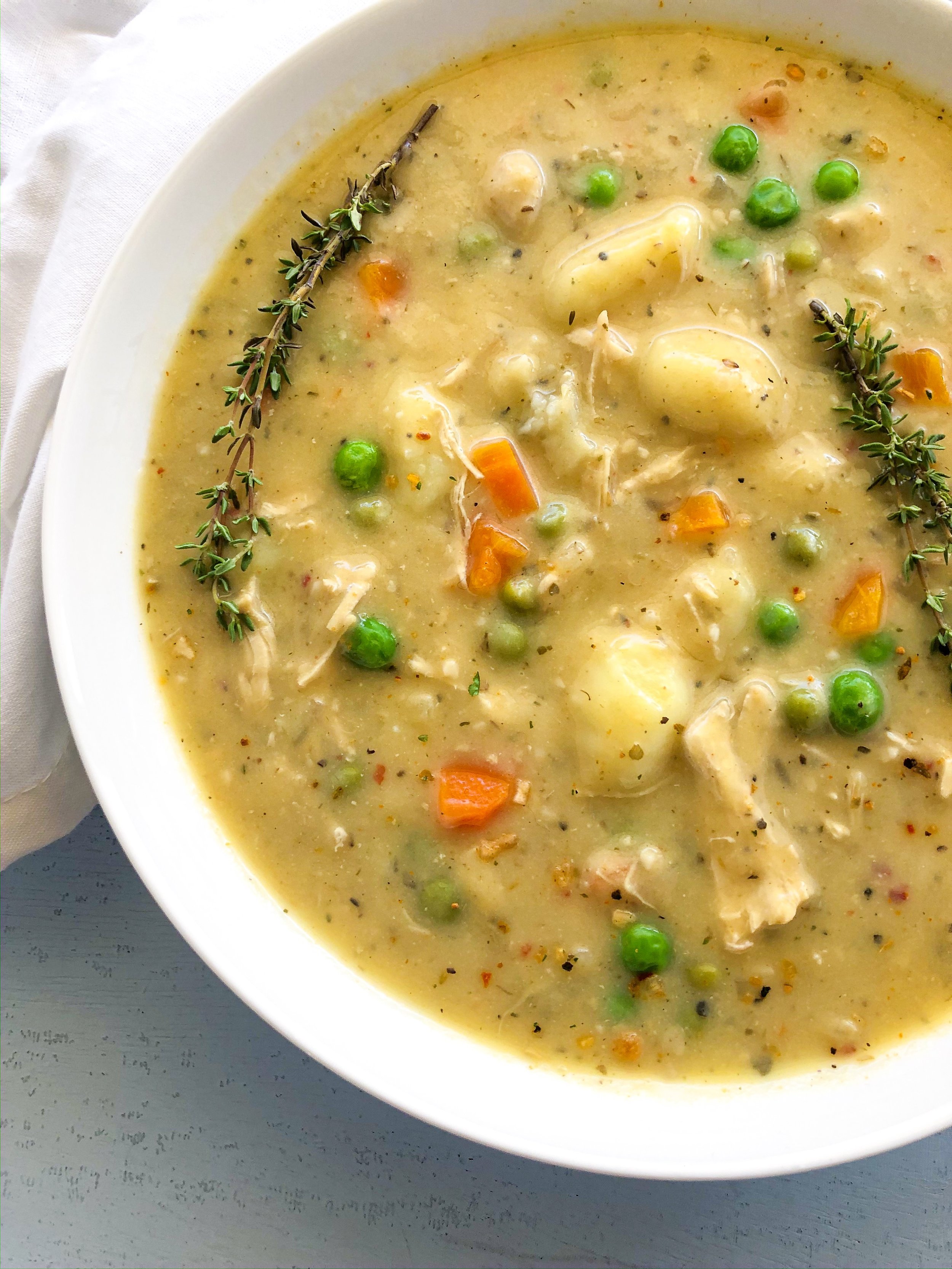 Non-dairy Chicken Pot Pie Soup with Gnocchi (VIDEO) — What's for Meal Prep