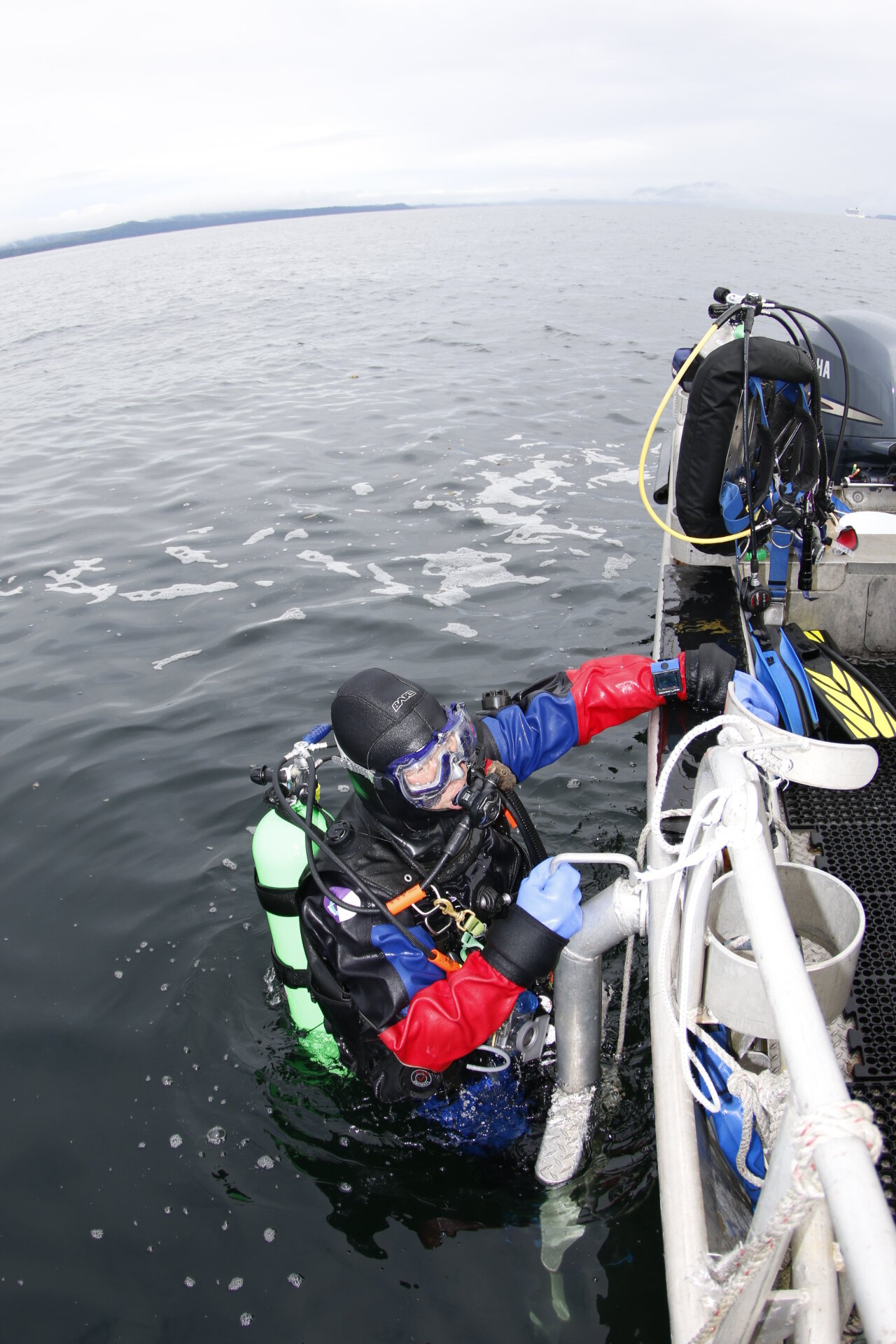  Returning from a dive conducting an abalone census in Sitka, AK. Photo by Dr. Jim Nestler. 