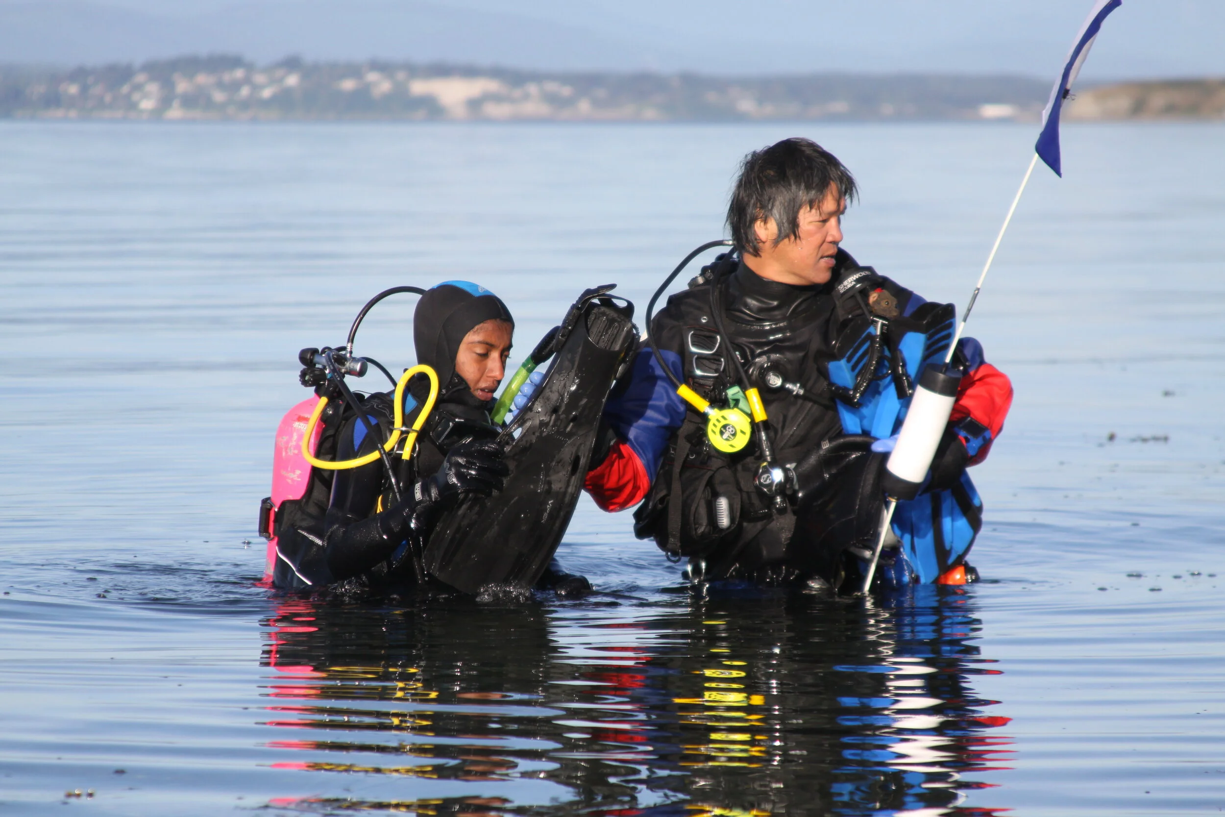  Returning from a dive looking for octopuses with buddy Lydia Kore. Photo by brother Ray Verde. 