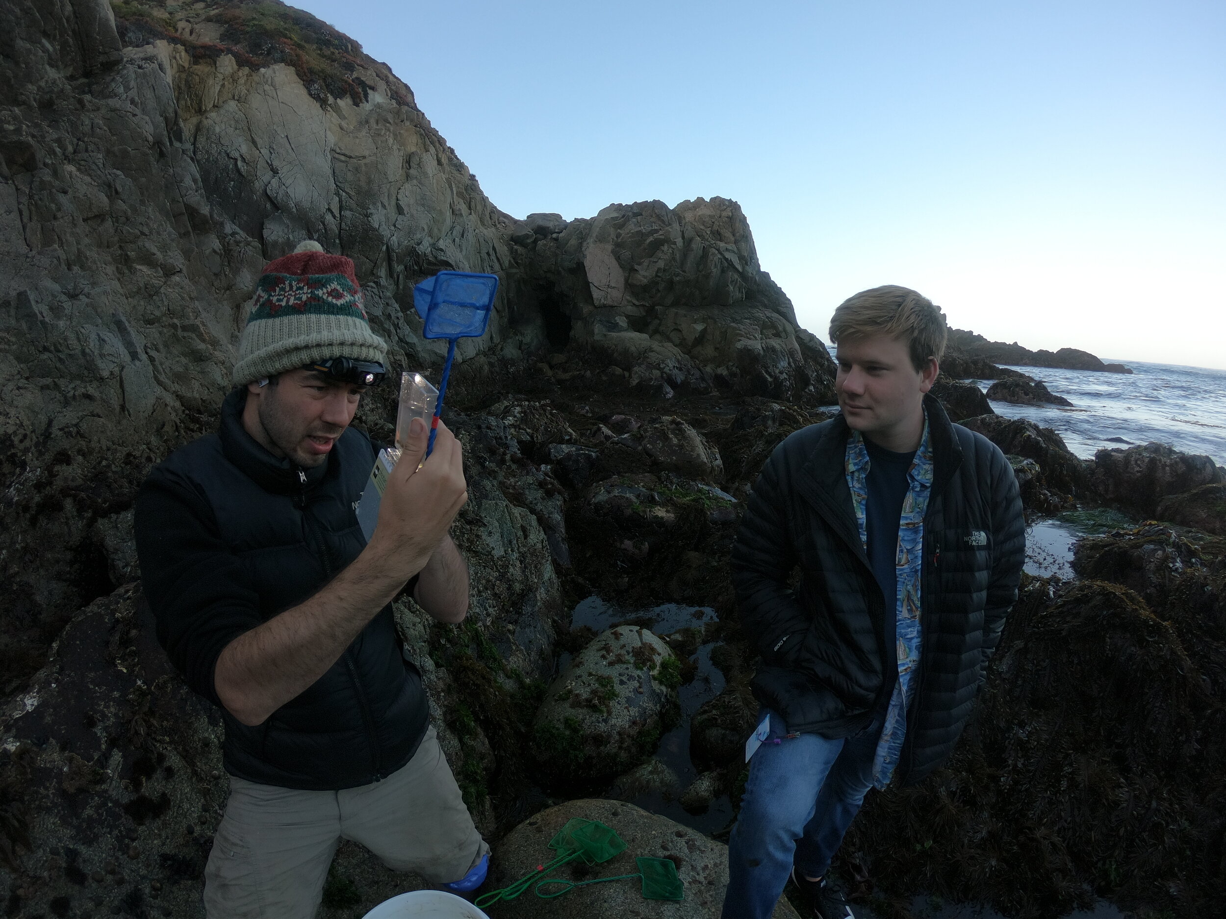  Thaddaeus identifying a sculpin that he’d just collected from a tidepool in southern California during an early-morning low tide. 