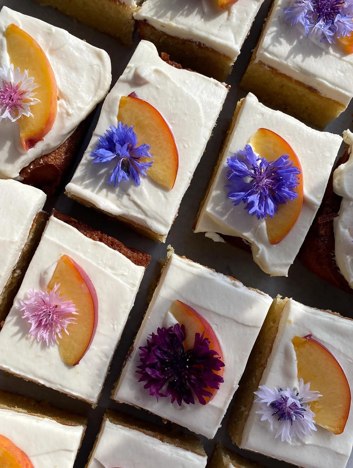 Anyone else having cake for breakfast? 

Almond cake (gf!) with peach and white chocolate ganache. Slice of sunshine.