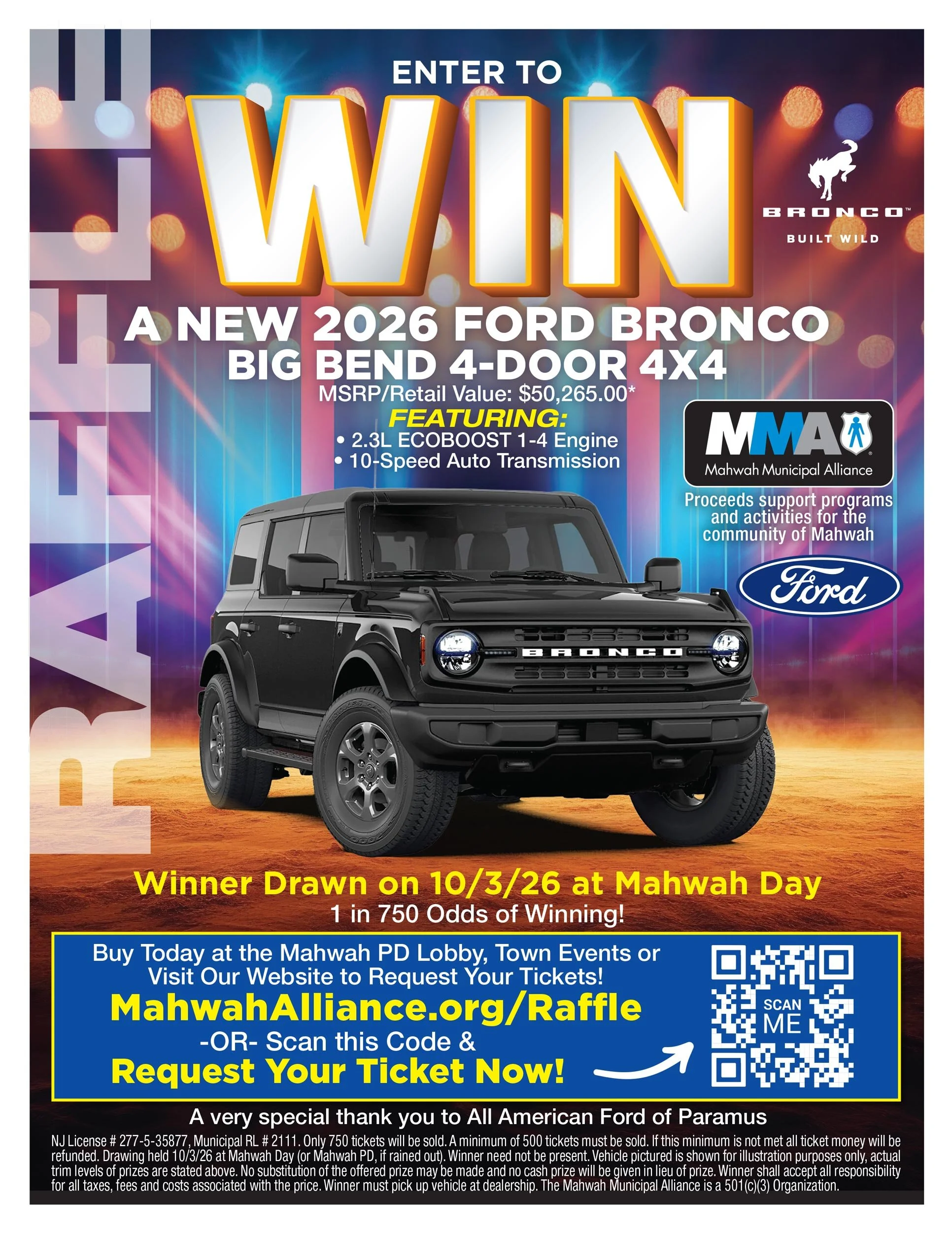 2026 MMA Raffle Win a Ford Bronco Big Bend 4-Door 4X4 SUV