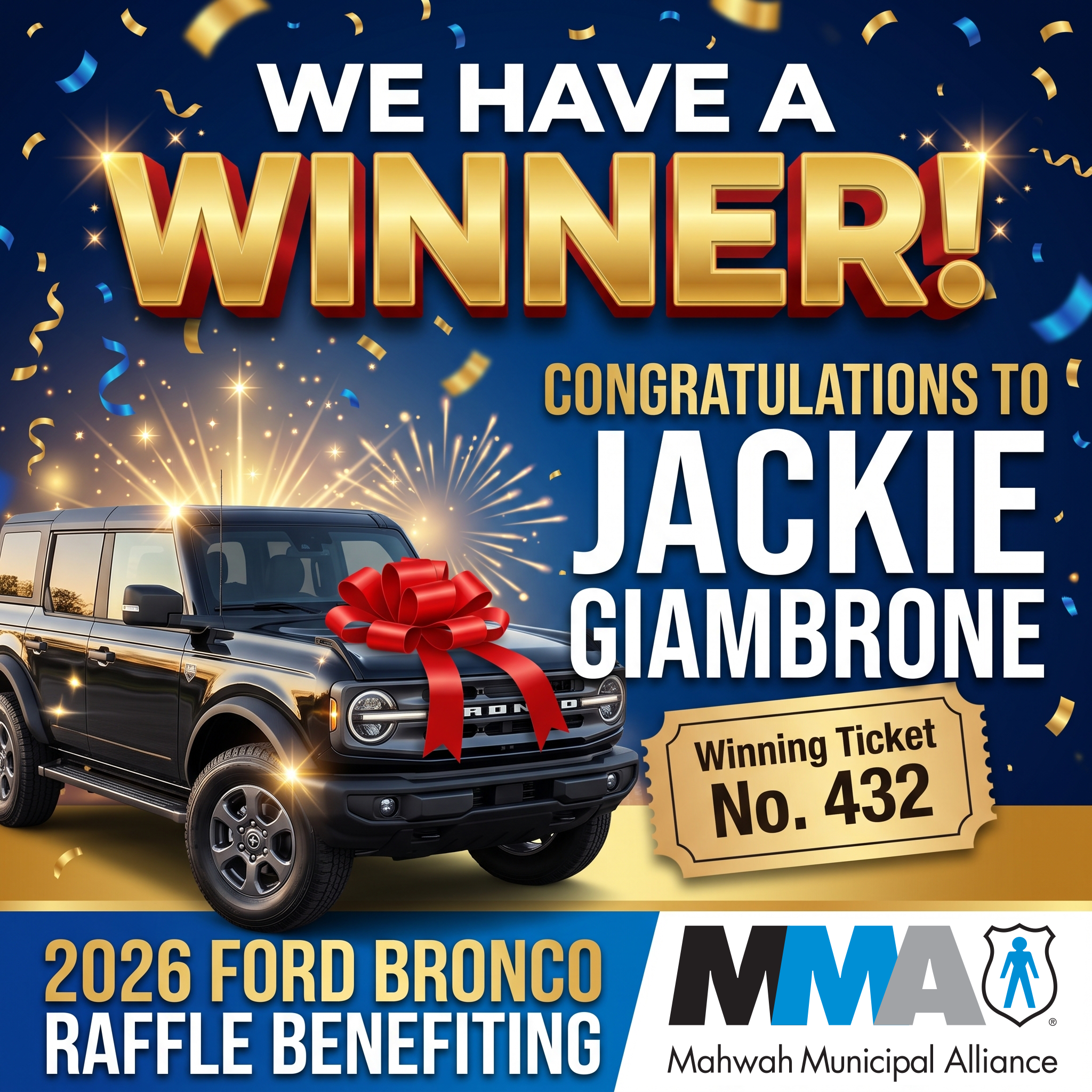 2025 Ford Bronco raffle giveaway fundraiser mahwah municipal alliance