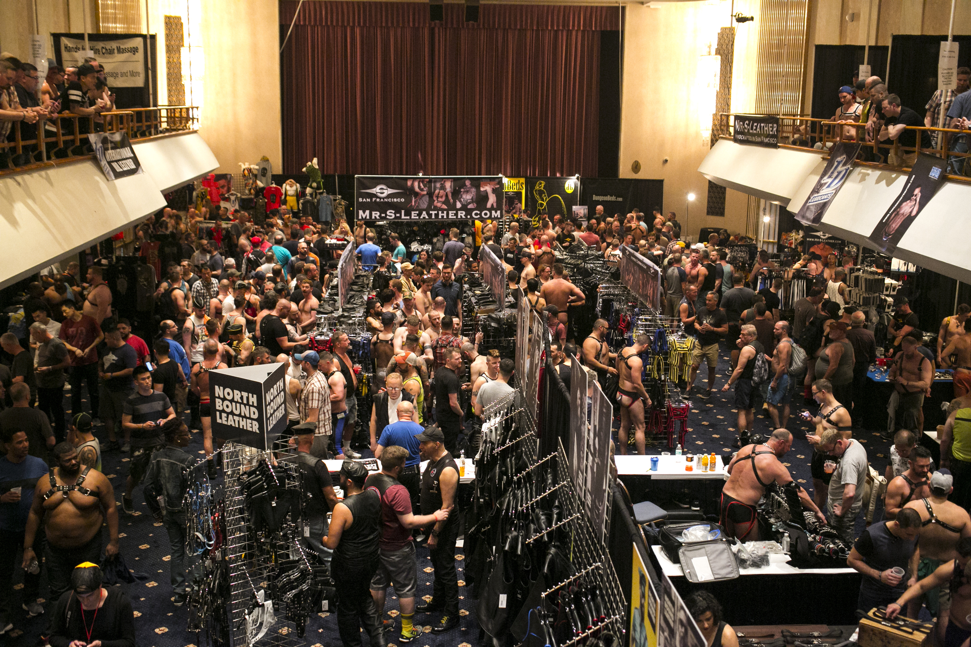  Attendees  browse the Leather Market during The 38th Annual International Mr. Leather held at The Congress Plaza Hotel in Chicago, on Saturday, May 28th, 2016.  