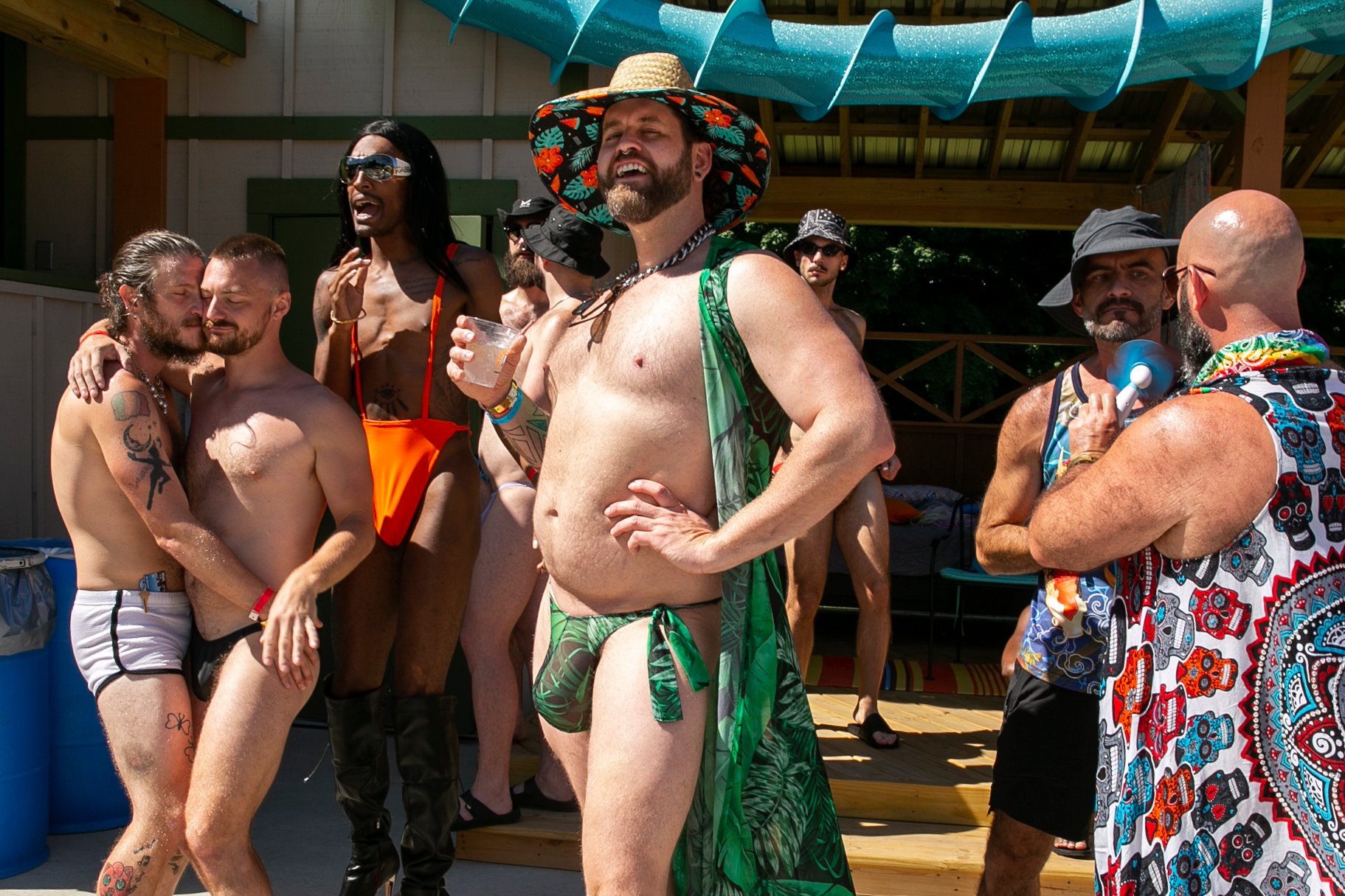  Saugatuck, a town on Michigan’s western coast, is Chicago’s answer to Fire Island. With multiple Gay Resorts located in the small town, it’s an international attraction for single and coupled LGBTQIA+ people.   Joe Gallagher, 37, of Chicago, center,