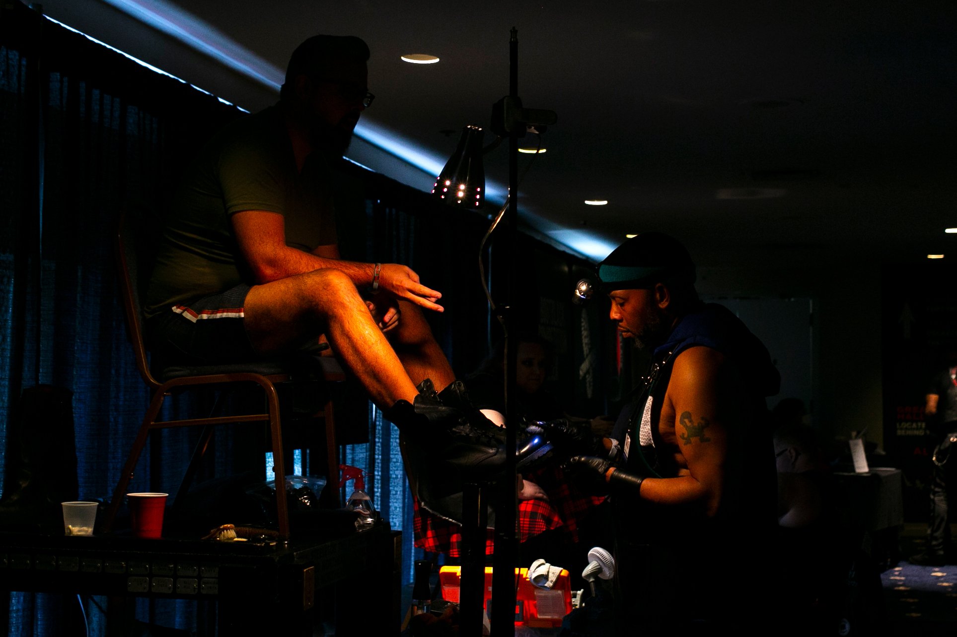  Steele Toe The Bootblack, Northeast Bootblack 2020-21, right, during International Mr. Bootblack 2022, which runs concurrently with International Mr. Leather at The Congress Plaza Hotel.  