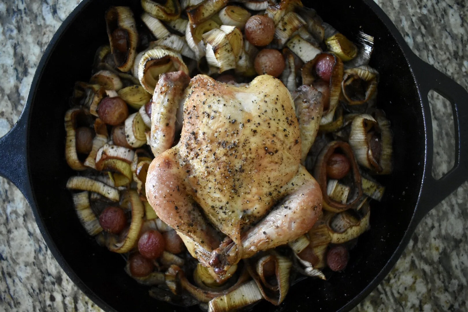 Roasted Cornish Hen and Balsamic Grapes