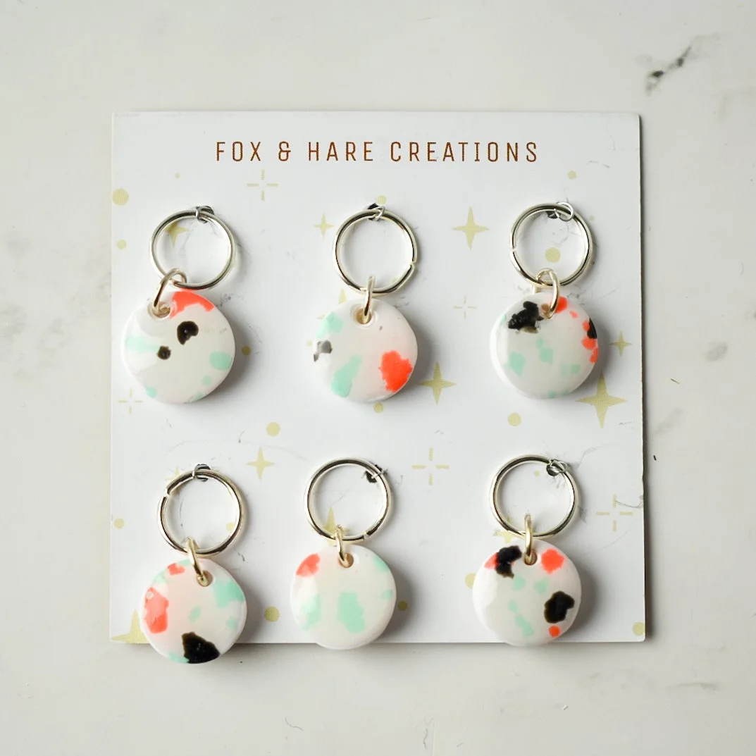 Clay Stitch Markers | Neon Terrazzo
