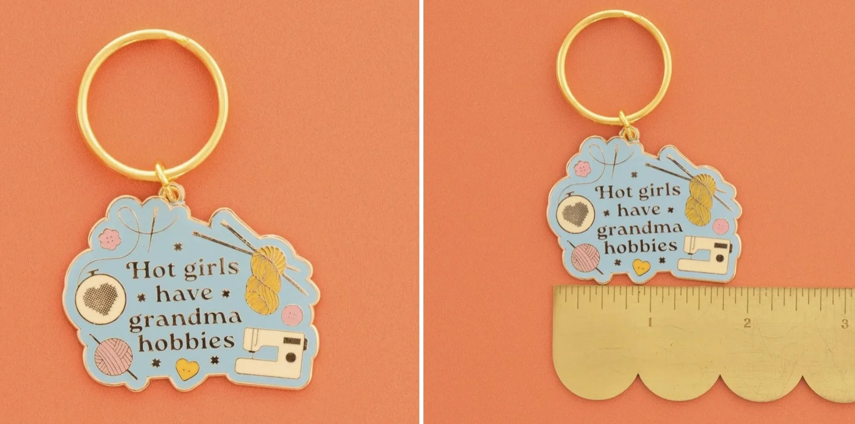 Sarah Hearts | Hot Girls Have Grandma Hobbies Keychain