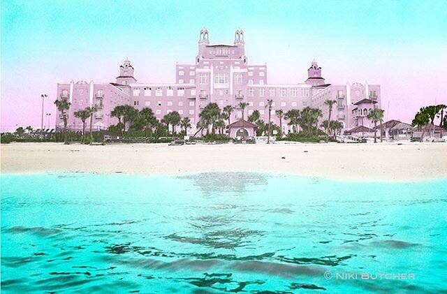 Don CeSar Hotel
Hand-painted photograph 
This was one hand-painted photographs where the color of the building is real. Yes, the Don CeSar Hotel on St. Petersburg beach is really pink.

The building is one of Florida&rsquo;s outstanding historical pi