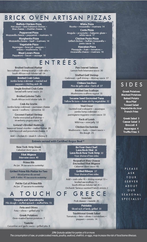 Menu — THE ORCHARDS