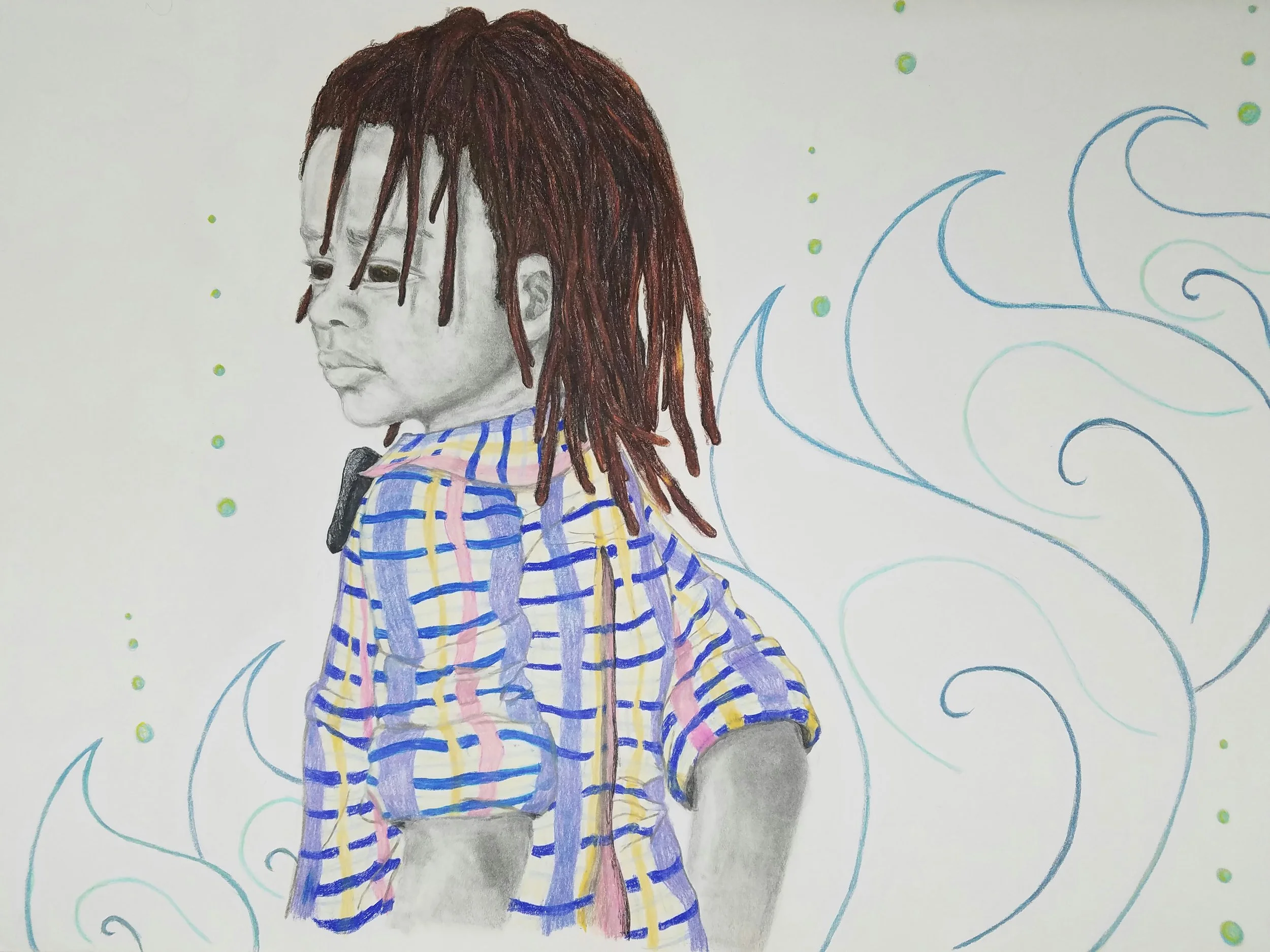 Thinking    Graphite & color pencil on paper, Fall 2016.
